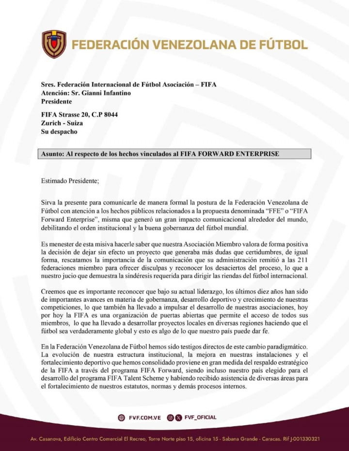 支持者+1！委内瑞拉足协声明：依然相信因凡蒂诺有能力领导FIFA