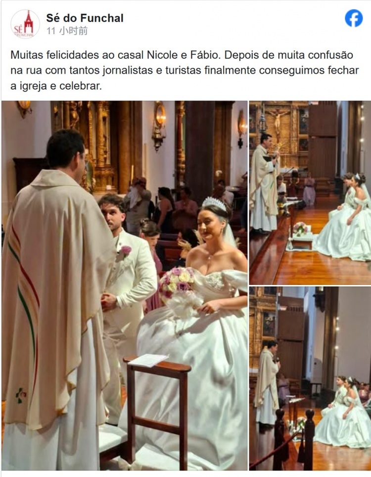 球报：C罗幽默回应婚礼传闻，教堂发布另一对新人婚礼照片