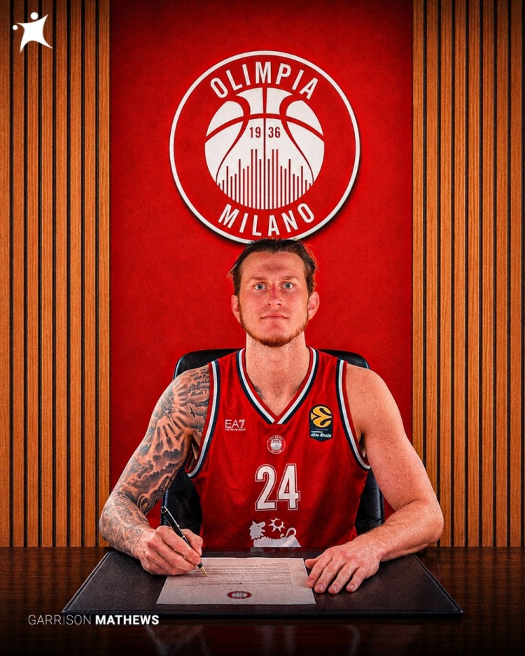 前NBA球员加里森·马修斯加盟米兰奥林匹亚 双方签下1+1合同